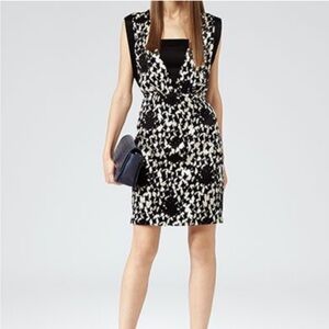 Reiss Arun Silk Cocktail Dress Size 4 Black Cream